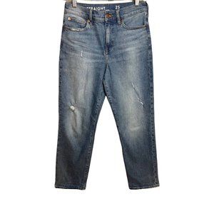 J-Crew Classic Straight Medium Blue Distressed Women's Jeans Size‎ 25 NWT